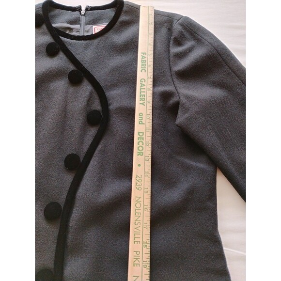 Vtg 90's Carolina Herrera Dress Women's Black Wool Crepe Midi Velvet Buttons 12 - Picture 16 of 16